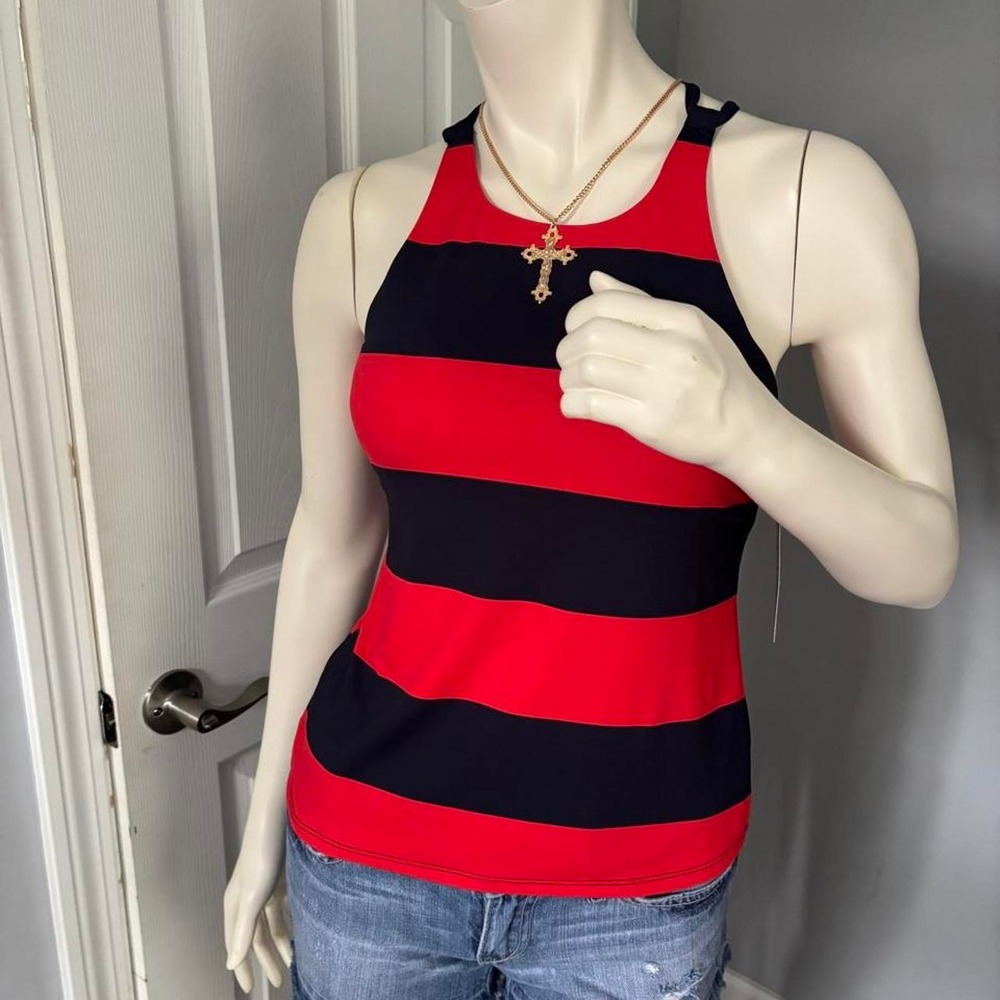 Nautica Red & Navy Striped Tankini Bathing Suit NWT